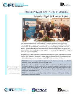 PUBLIC-PRIVATE PARTNERSHIP STORIES Rwanda: Kigali Bulk