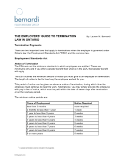 The employers` Guide To TerminaTion law in onTario