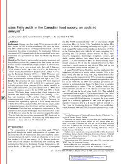 trans Fatty acids in the Canadian food supply: an updated analysis