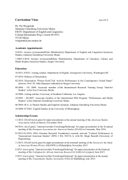 Curriculum Vitae - Obama Institute for Transnational American Studies