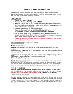 School Meal Letter - Western Boone Schools
