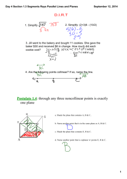 Day 4 Section 1.3 Segments Rays Parallel Lines and Planes