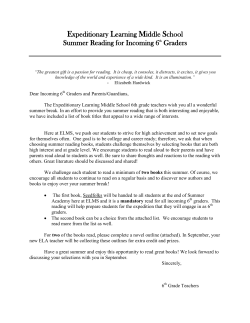 Expeditionary Learning Middle School Summer Reading for