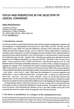 focus and perspective in the selection of lexical