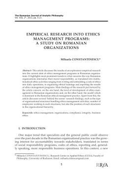 empirical research into ethics management programs