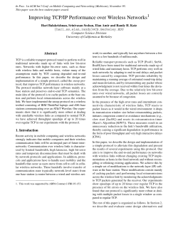 Improving TCP/IP Performance over Wireless Networks
