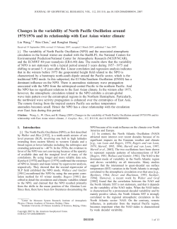 Changes in the variability of North Pacific Oscillation around 1975