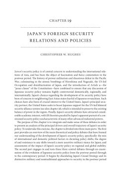 JAPAN`S FOREIGN SECURITY RELATIONS AND POLICIES