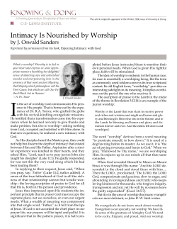 Intimacy Is Nourished by Worship