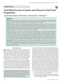 Cord Blood Levels of Insulin and Glucose in Full Term