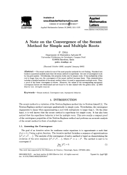 A Note on the Convergence of the Secant Method