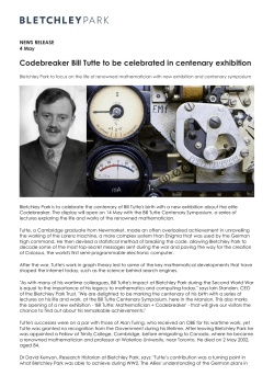 Codebreaker Bill Tutte to be celebrated in centenary