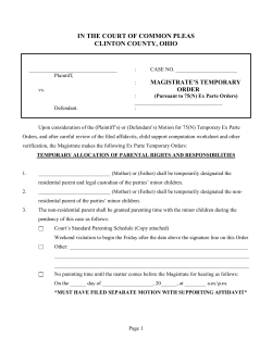Magistrate`s Temporary Order 75(N) Ex Parte Orders