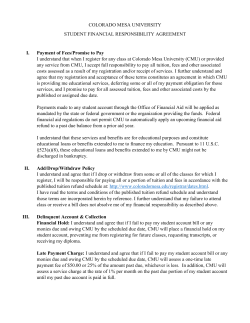 CMU Student Financial Responsibility Agreement