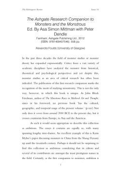 The Ashgate Research Companion to Monsters and the Monstrous