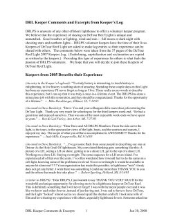 DRL Keeper Comments and Excerpts from Keeper`s Log Keepers