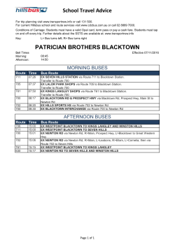 School Travel Advice PATRICIAN BROTHERS BLACKTOWN
