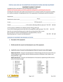 Partial Sales and Use Tax Exemption for Equipment Eligibility