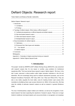 Defiant Objects: Research report