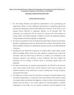 1 Heart of Asia-Istanbul Process: Enhanced Cooperation for