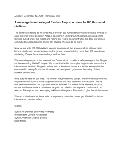 A message from besieged Eastern Aleppo -