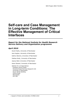 Self-care and Case Management in Long-term Conditions