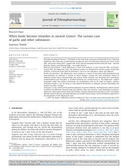 When foods become remedies in ancient Greece_ The