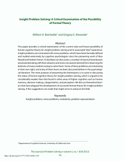 Insight Problem Solving: A Critical Examination of - Purdue e-Pubs