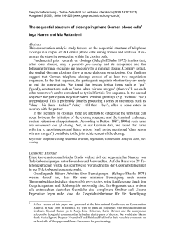 The sequential structure of closings in private German phone calls1