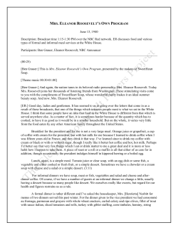 MRS. ELEANOR ROOSEVELT`S OWN PROGRAM June 13, 1940