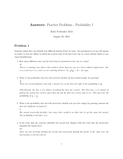 Answers: Practice Problems - Probability I