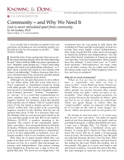 Community - and Why We Need It