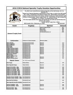 2016 CCRCA National Specialty Trophy Donation Opportunities
