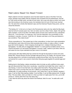 Ralph Lalama: Steppin` Out, Steppin` Forward