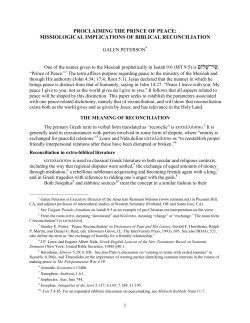 PROCLAIMING THE PRINCE OF PEACE: MISSIOLOGICAL