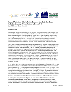 Publishers` Criteria for K-2 - Common Core State Standards Initiative