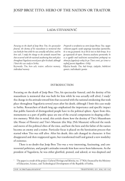 josip broz tito: hero oF the nation or traitor