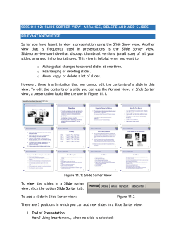 SLIDE SORTER VIEW -ARRANGE, DELETE AND ADD SLIDES