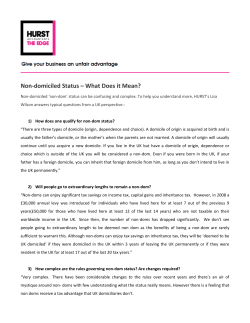Non-domiciled Status &ndash; What Does it Mean?