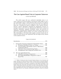 The Case Against Board Veto in Corporate Takeovers