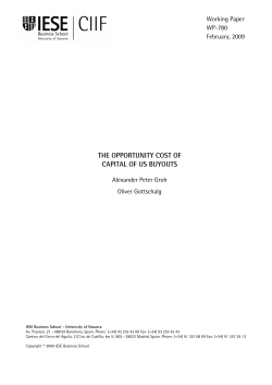 THE OPPORTUNITY COST OF CAPITAL OF US BUYOUTS 1