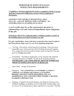BOROUGH OF POINT PLEASANT INSPECTION REQUIREMENTS