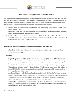 School Grades Learning Gains Calculation for 2015-16