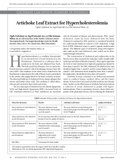 Artichoke Leaf Extract for Hypercholesterolemia