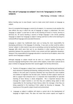 The role of `Language as subject` vis-&agrave;