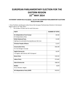 European Parliamentary Election, Eastern Region