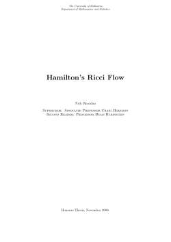 Hamilton`s Ricci Flow - Princeton Math