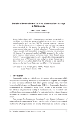 Statistical Evaluation of In Vivo Micronucleus Assays in Toxicology