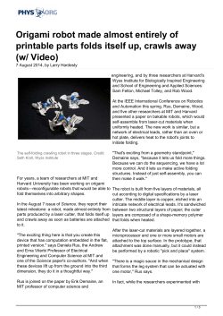 Origami robot made almost entirely of printable parts folds