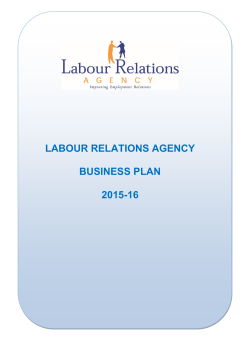 LABOUR RELATIONS AGENCY BUSINESS PLAN 2015-16
